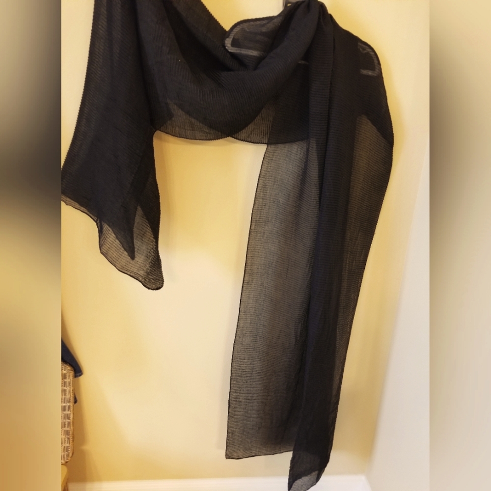 Sheer long black shawl 96"x 32"